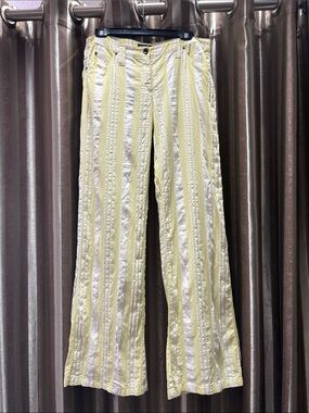 Armani Jeans Yellow and White Striped Wide-Leg Jeans